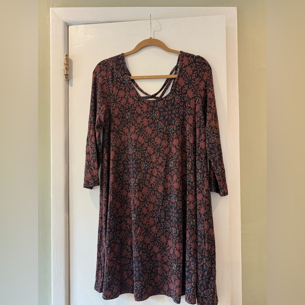 American Eagle Outfitters Black and Pink Long Sleeve Dress